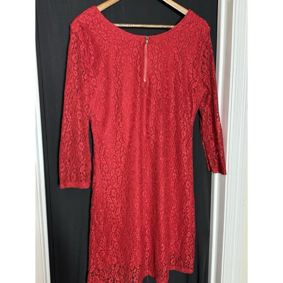 JM Jonathan Martin Collection For Her Dress L red lace sheer romantic - Picture 6 of 7